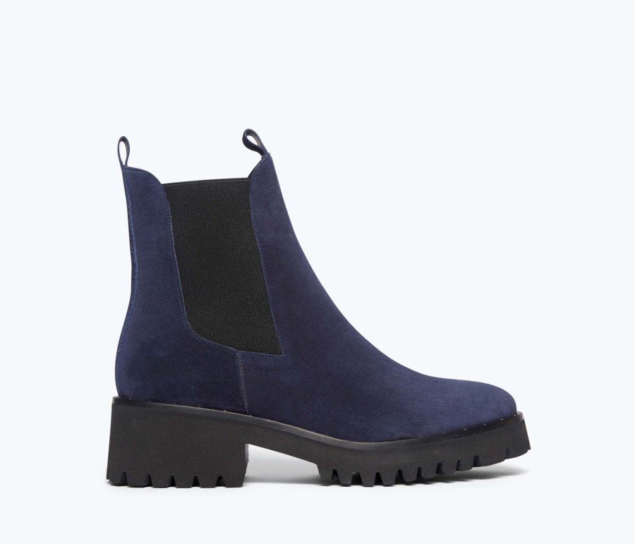 Footwear FREDA SALVADOR | Brooke Rain Resistant Boot Navy Suede Water Resistant