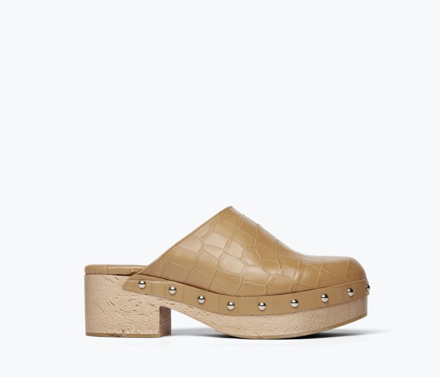 Footwear FREDA SALVADOR | Samantha Clog Camel Embossed Croc