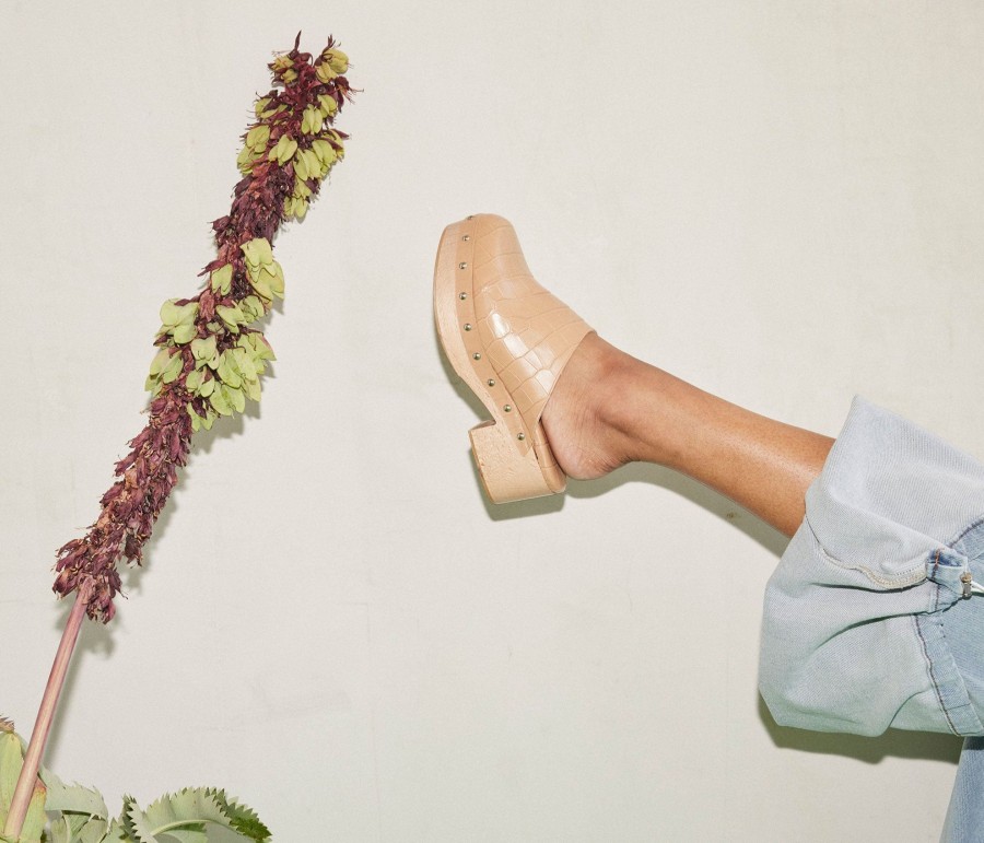 Footwear FREDA SALVADOR | Samantha Clog Camel Embossed Croc