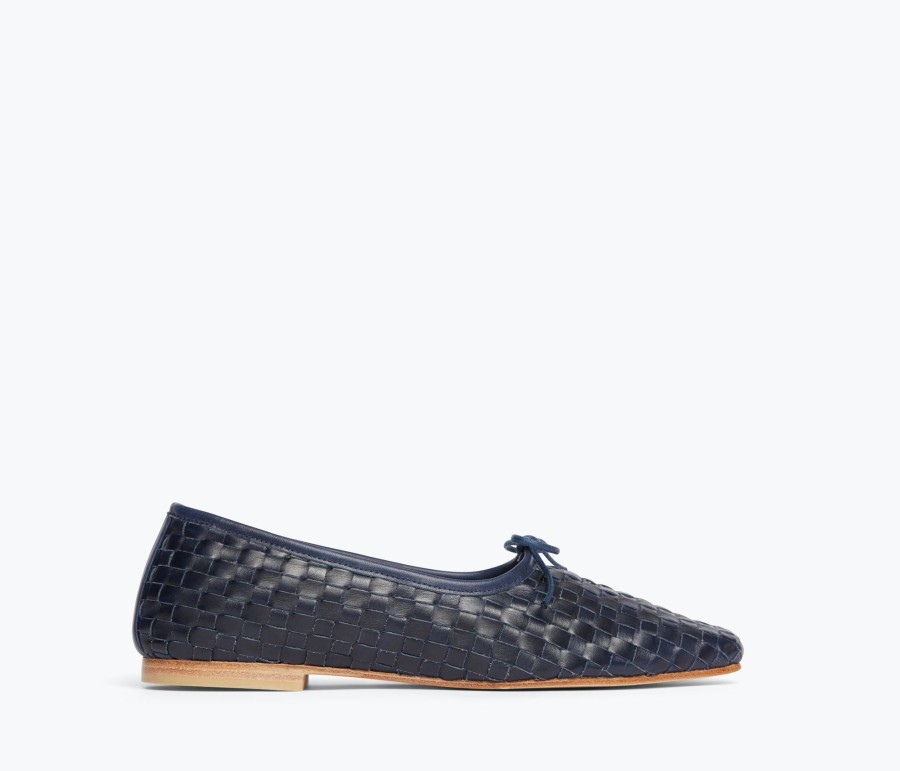 Footwear FREDA SALVADOR | Jada Handwoven Ballet Flat Navy Closed Woven Calf