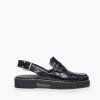 Footwear FREDA SALVADOR | Juana Slingback Moccasin Black Embossed Croc