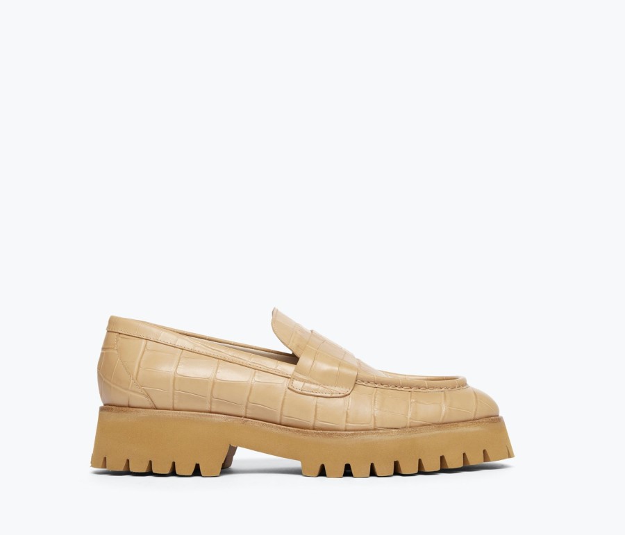 Footwear FREDA SALVADOR | Hana Lug Loafer Camel Embossed Croc