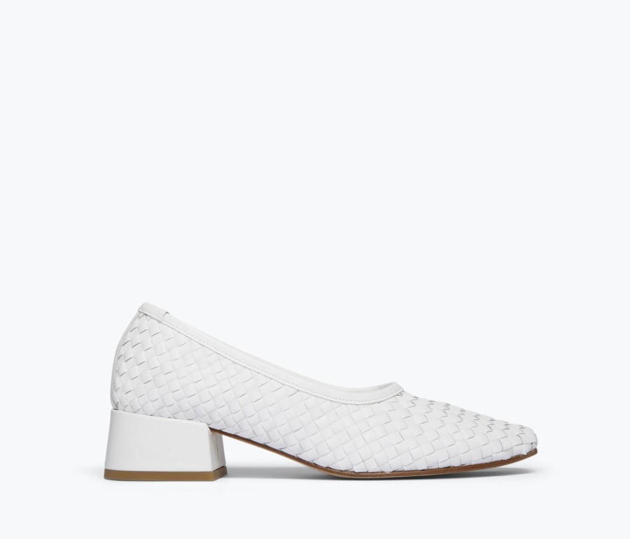 Footwear FREDA SALVADOR | Jayla Woven Ballet Heel White Closed Woven Calf