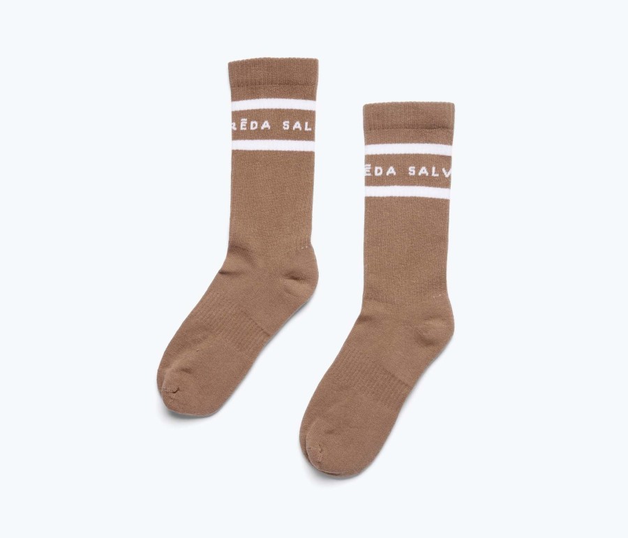 Handbags, Etc. FREDA SALVADOR | Freda Cotton Logo Crew Sock Mushroom/White Combo