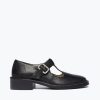 Footwear FREDA SALVADOR | Helen T-Strap Loafer Black Pebbled Calf