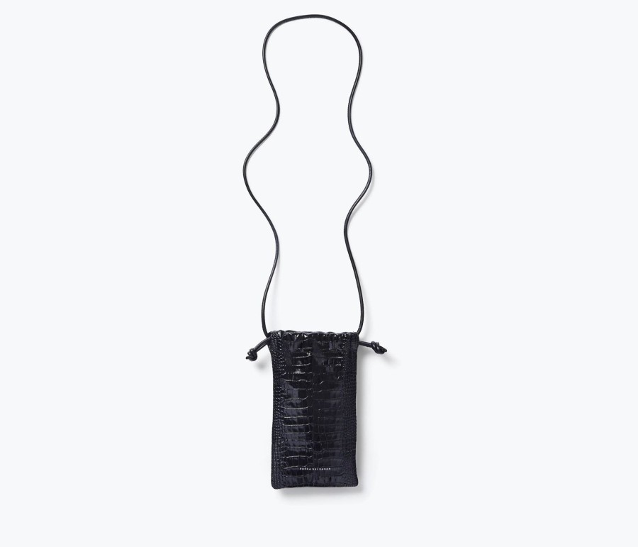 Handbags, Etc. FREDA SALVADOR | Simpson Crossbody Pouch Black Embossed Croc