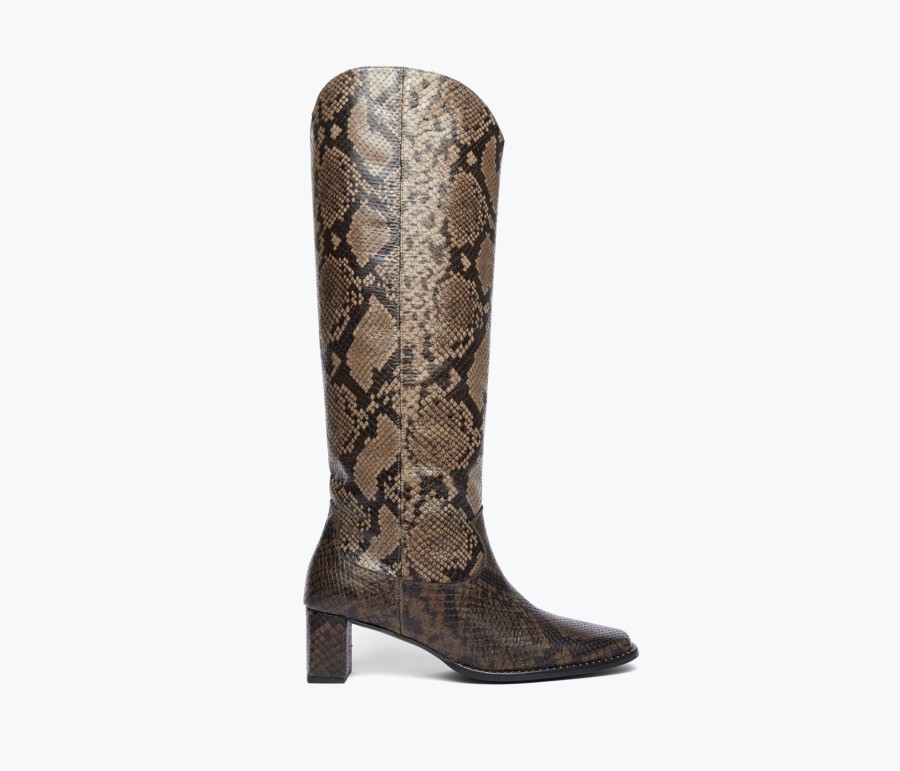 Footwear FREDA SALVADOR | Angie Tall Western Boot Brown Snake Combo