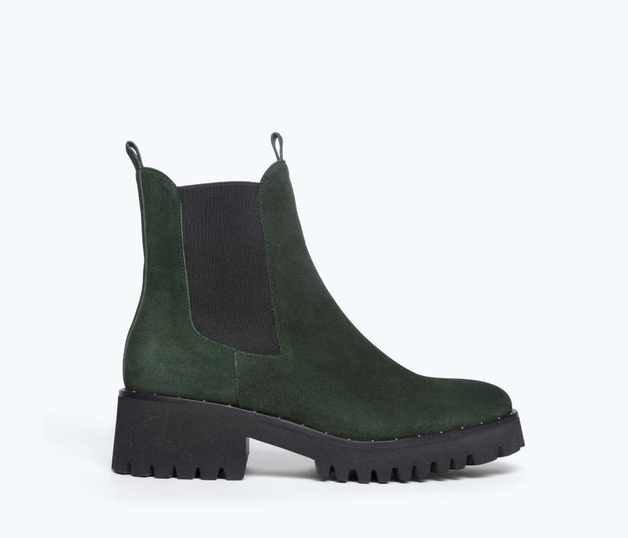 Footwear FREDA SALVADOR | Brooke Rain Resistant Boot Dark Forest Suede Water Resistant