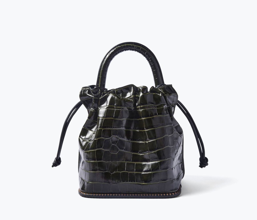 Handbags, Etc. FREDA SALVADOR | Ruby Bucket Bag Seaweed Embossed Croc