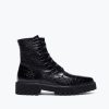 Footwear FREDA SALVADOR | Emi Lug Combat Boot Black Embossed Croc