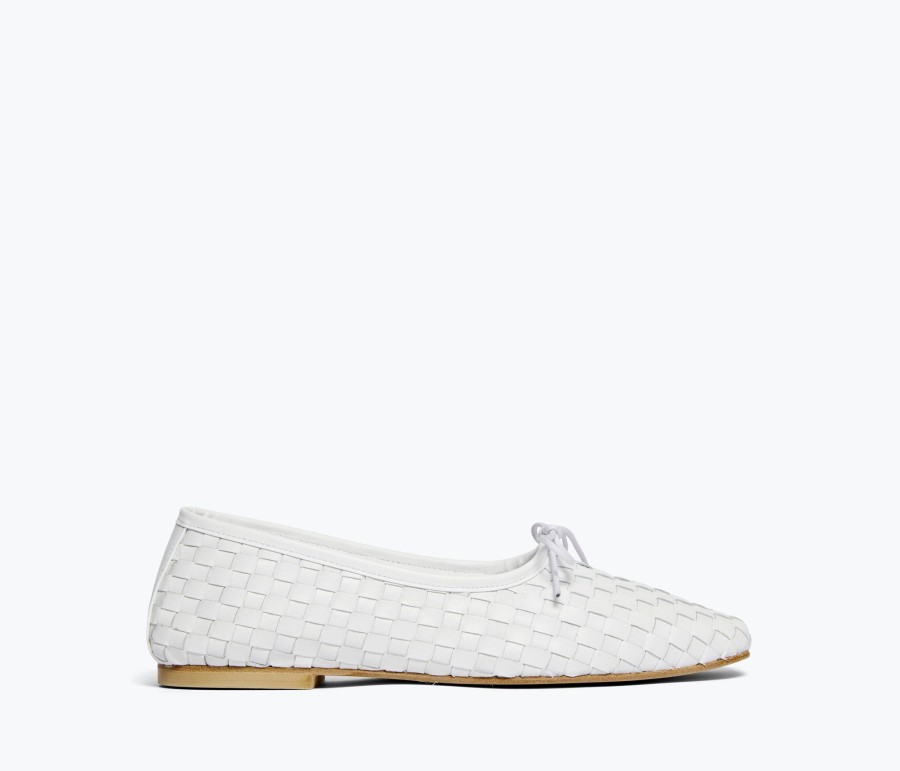 Footwear FREDA SALVADOR | Jada Handwoven Ballet Flat White Closed Woven Calf