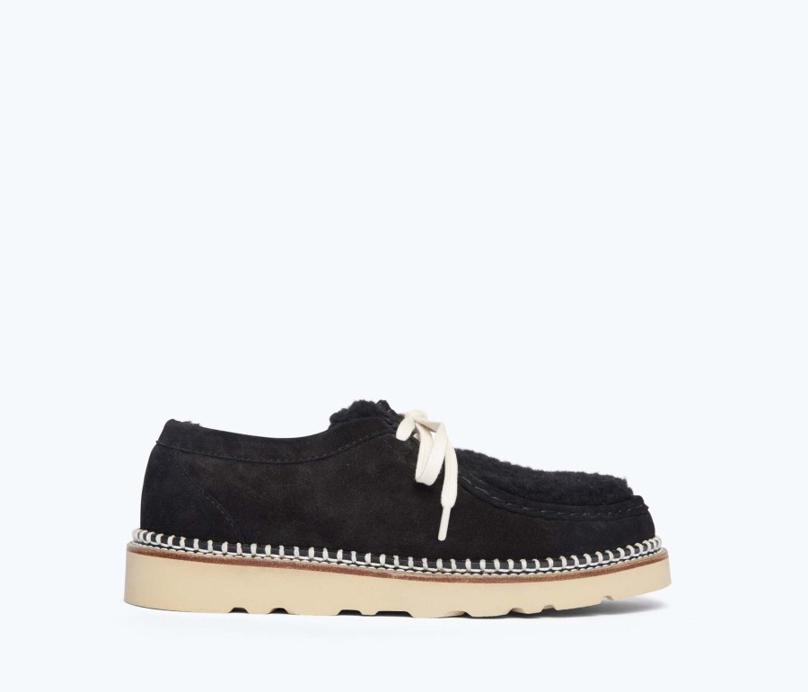 Footwear FREDA SALVADOR | Willow Wallabee Black Suede Stain Resistant With Shearling