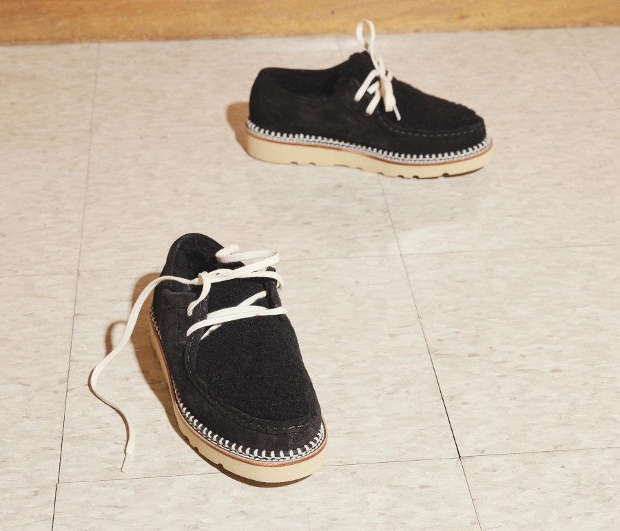 Footwear FREDA SALVADOR | Willow Wallabee Black Suede Stain Resistant With Shearling