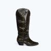 Footwear FREDA SALVADOR | Hope Knee High Western Boot Seaweed Embossed Croc