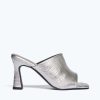 Footwear FREDA SALVADOR | Mila Heel Sandal Silver Embossed Croc