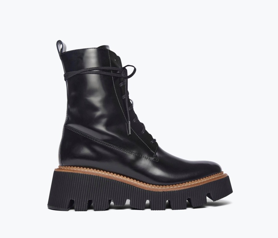 Footwear FREDA SALVADOR | Billie Platform Combat Boot Black Spazzolato