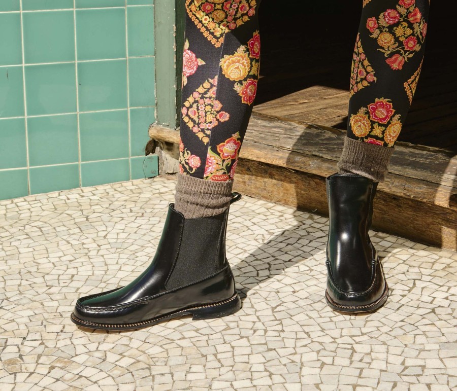 Footwear FREDA SALVADOR | Renn Moccasin Chelsea Boot Black Spazzolato