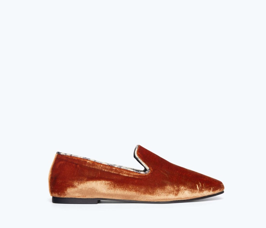 Footwear FREDA SALVADOR | Paisley Smoking Slipper Amber Velvet