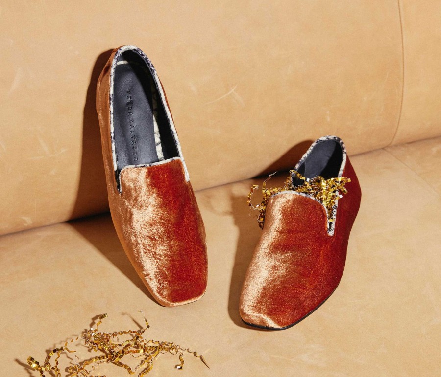 Footwear FREDA SALVADOR | Paisley Smoking Slipper Amber Velvet