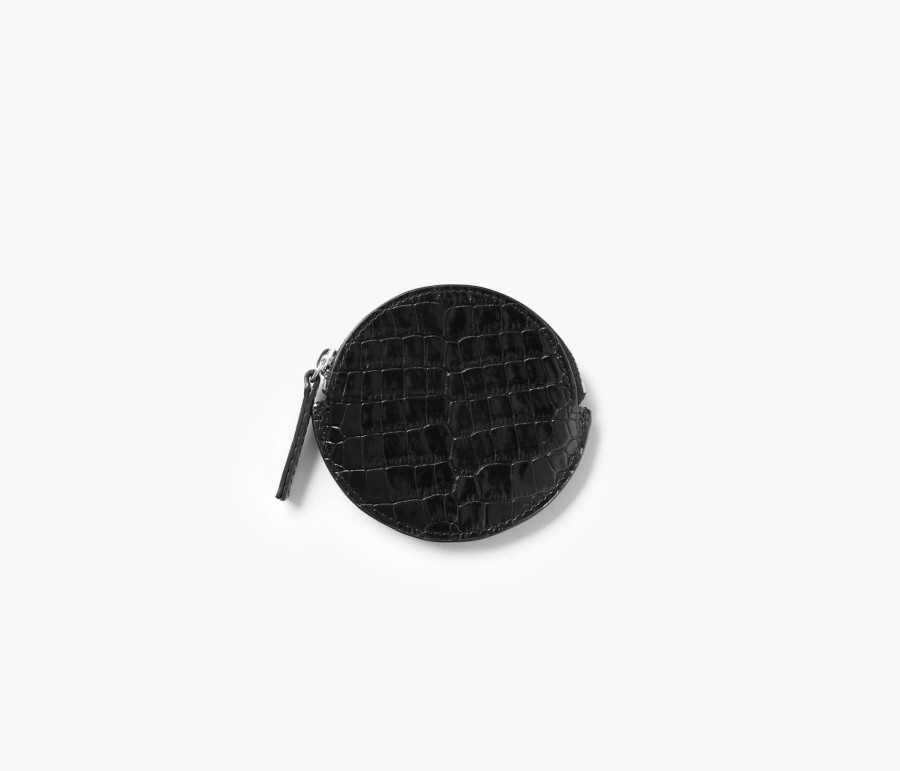 Handbags, Etc. FREDA SALVADOR | Jo Small Circle Pouch Black Embossed Croc