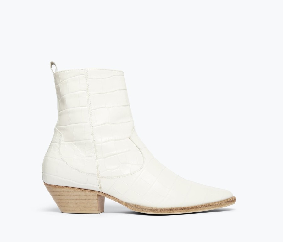 Footwear FREDA SALVADOR | Jolene Western Ankle Boot Pearl Embossed Croc