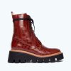 Footwear FREDA SALVADOR | Billie Platform Combat Boot Brick Red Embossed Croc