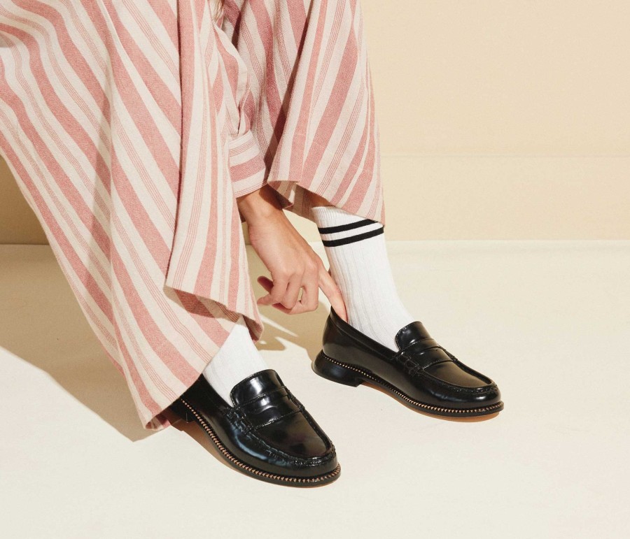 Footwear FREDA SALVADOR | Elba Penny Loafer Black Spazzolato